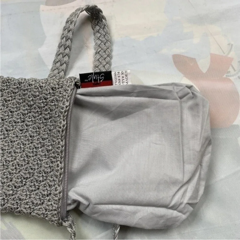 Simply Style women Crossbody Shoulder Purse Gray,Glitter Crochet Knit Hobo bag